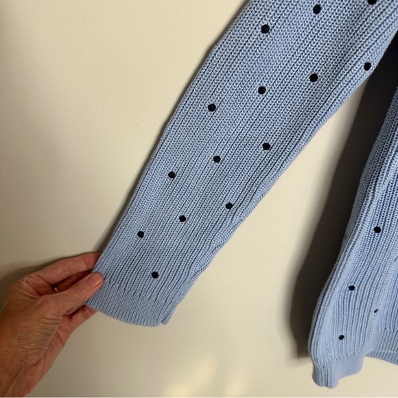 Talbots Light Blue‎ Sweater with Black Polka Dots Plus Size X Pima Cotton Preppy - Picture 6 of 8